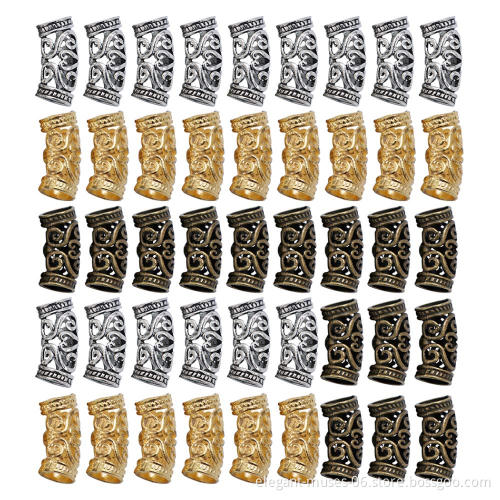 24 Styles Silvery Dreadlock Hair Beads Cuffs Jewelry Decoration For Braids Gold Silver Hair Cuff